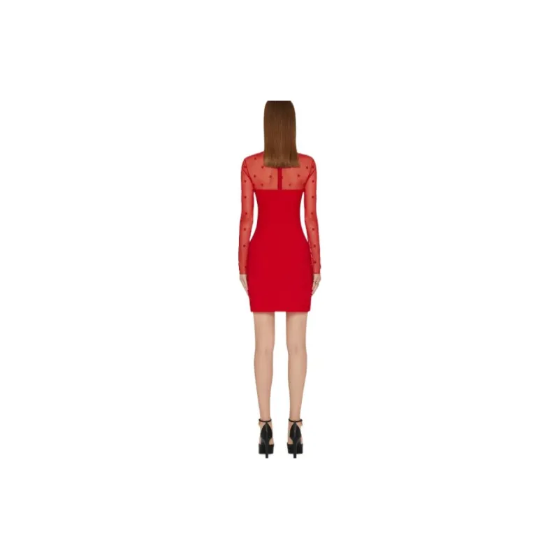 Givenchy Mock Neck Midi Tubino Dress 'Vermillion'-2