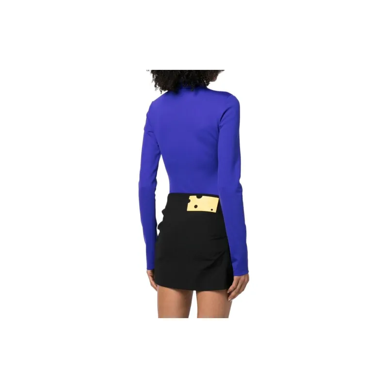 OFF WHITE Embroidered Logo High Neck Top Purple-3
