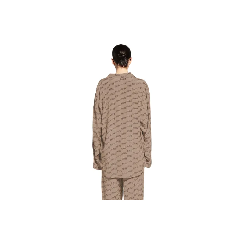 Balenciaga Monogram Shirt 'Beige/Brown'-3