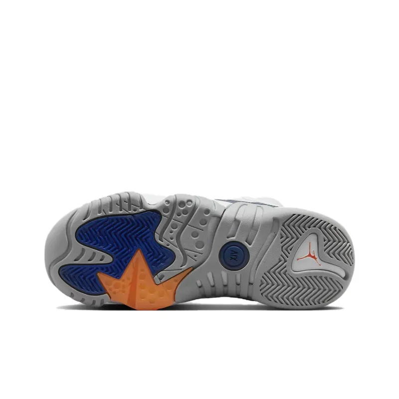 Jordan Jumpman Two Trey Slip Resistant Anti Kick High Top Children's Basketball Shoes White Blue Teenagers-5