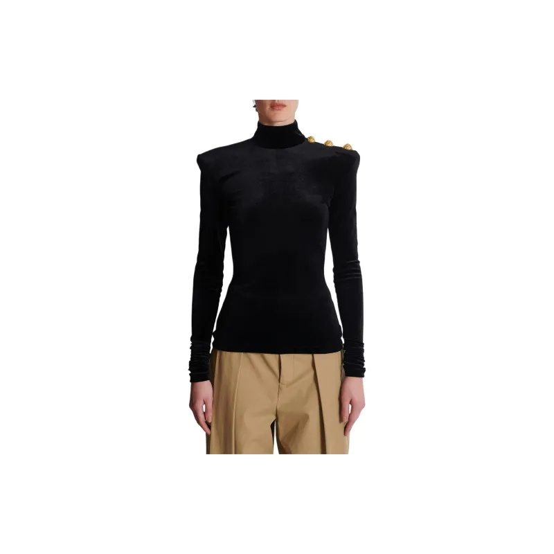 BALMAIN Long sleeve Velvet Top-1