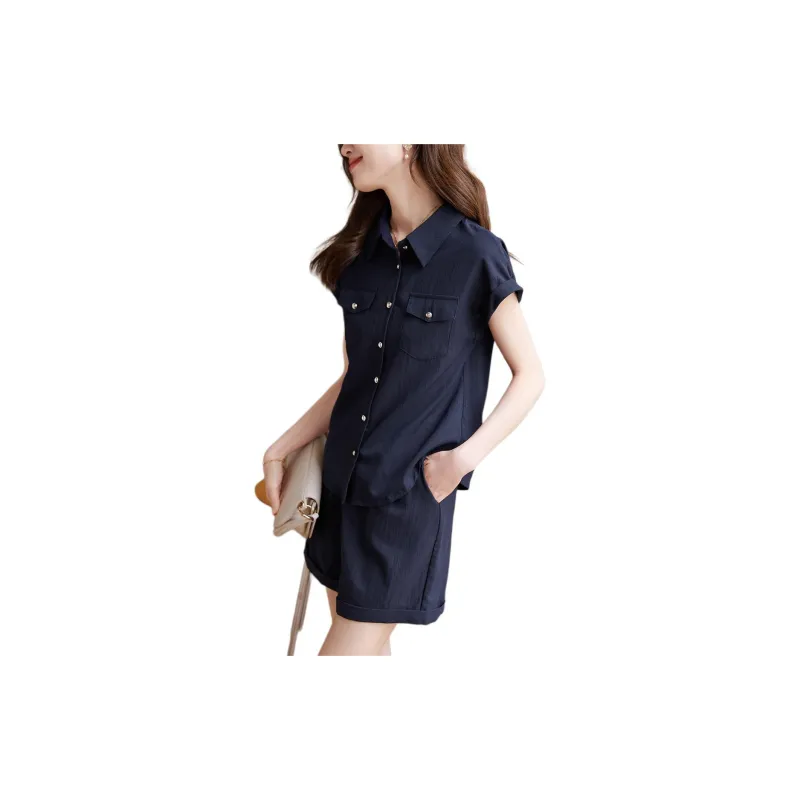Mo Han Yi Mei Casual Suit Women's Navy Blue-1