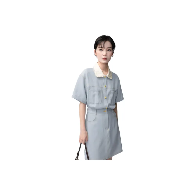 Gui'er Short-Sleeved Dresses Women's Light Blue-1
