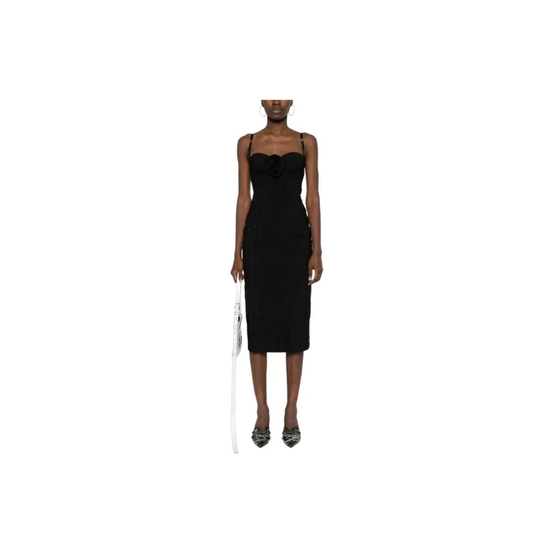 Blumarine 3D Rose Patch Midi Pleated Dress-1
