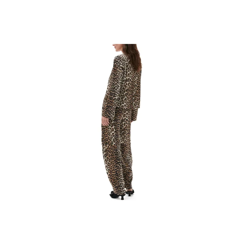GANNI Leopard Print Denim Trousers-2