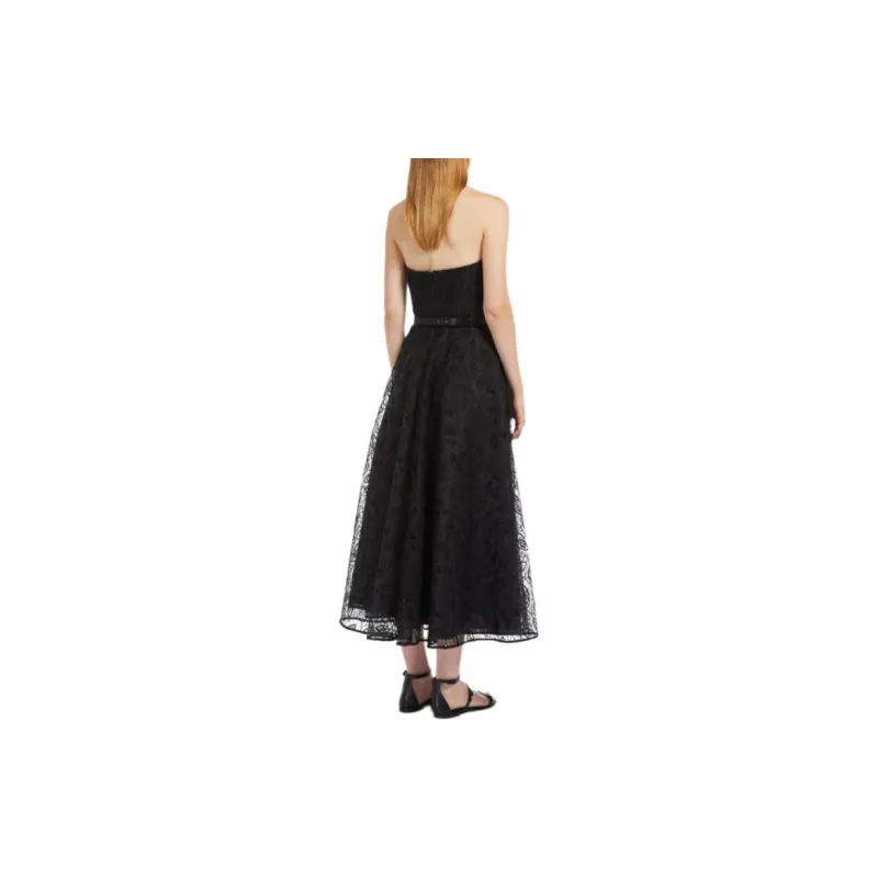 MaxMara Studio Abito Bustier In Organza Ricamata Sleeveless Dress Women's Black-2