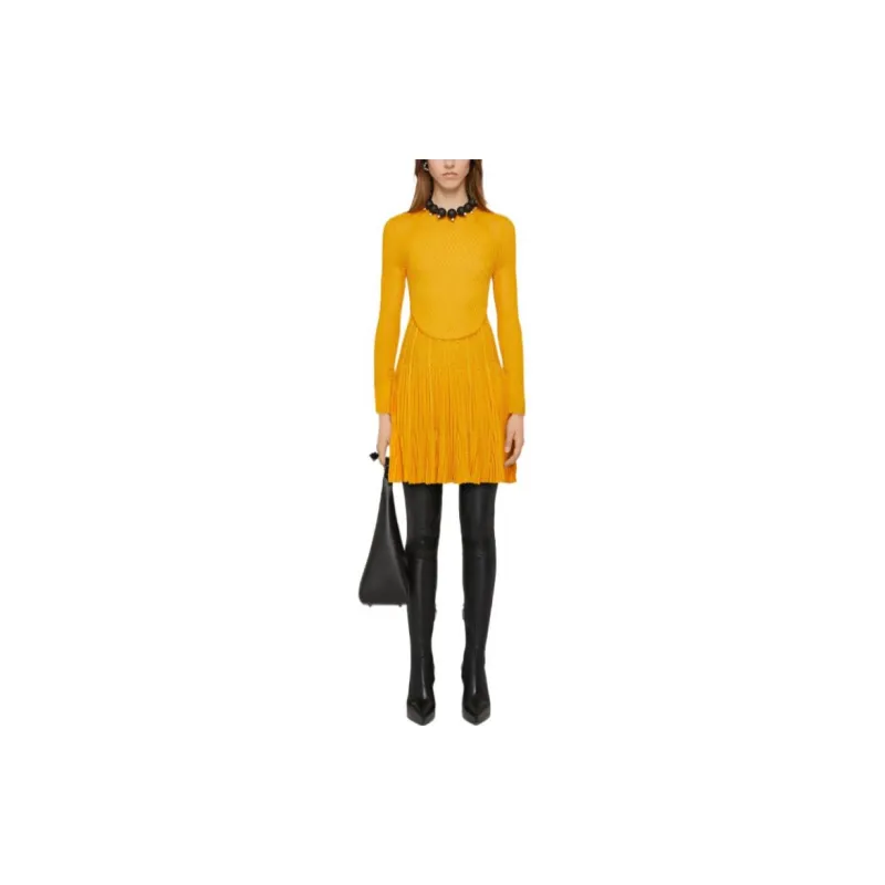 Givenchy Long Sleeve Frills Dress 'Golden Yellow'-2
