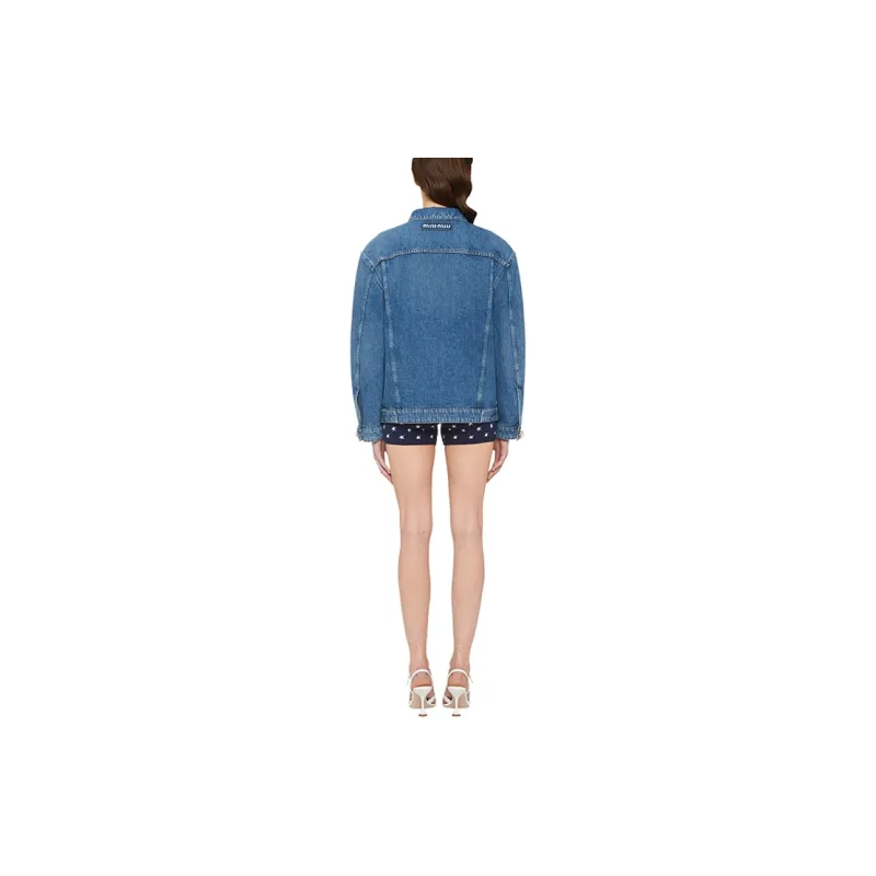 MIU MIU SS21 Women's Decoration Denim Jacket-2