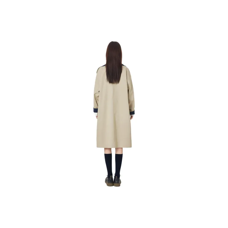 Dajia Poetry Mid Length Trench Coat Women's Khaki/Gray White-0