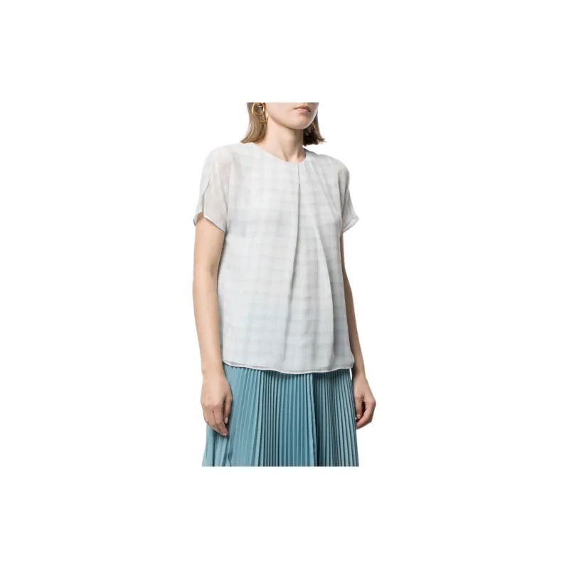 EMPORIO ARMANI SS22 Shirt Women's Green Purple Plaid-2