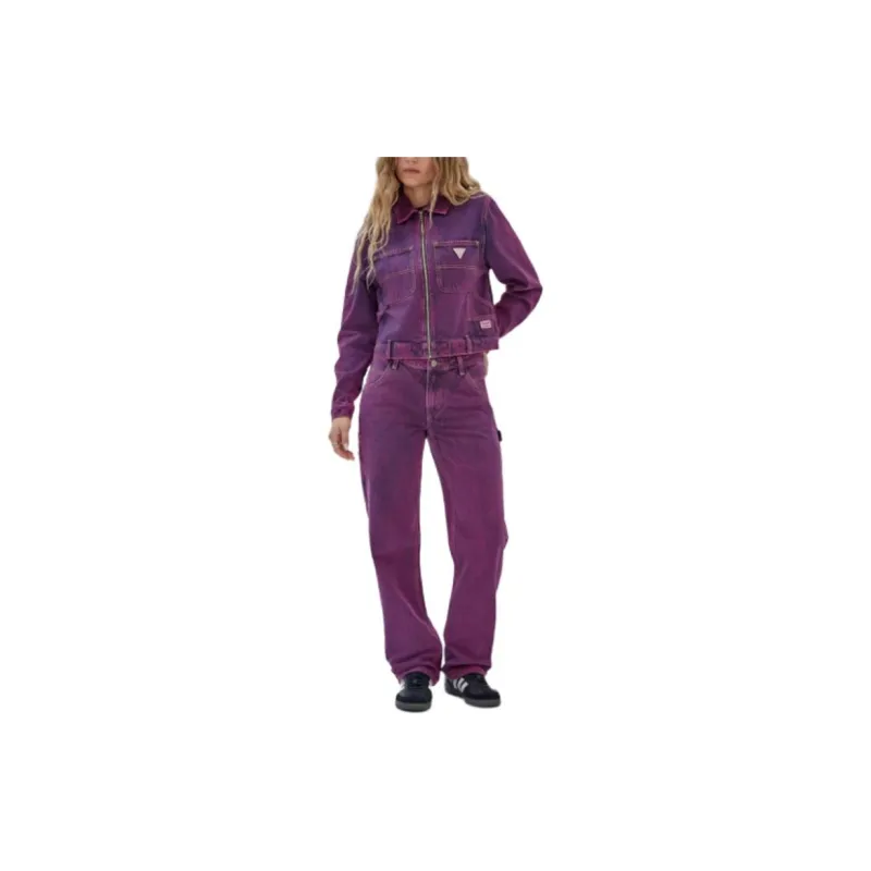 GUESS Originals Cropped Carpenter Jacket Jackets Coats Women's Purple-1