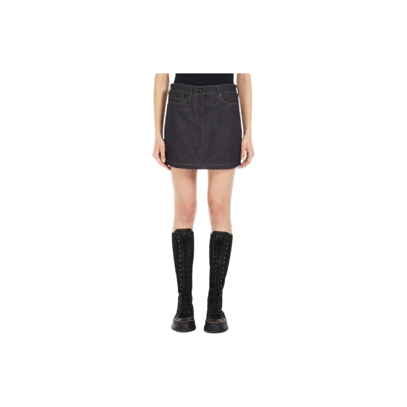 MaxMara Logo Embroidered Denim Skirt-2