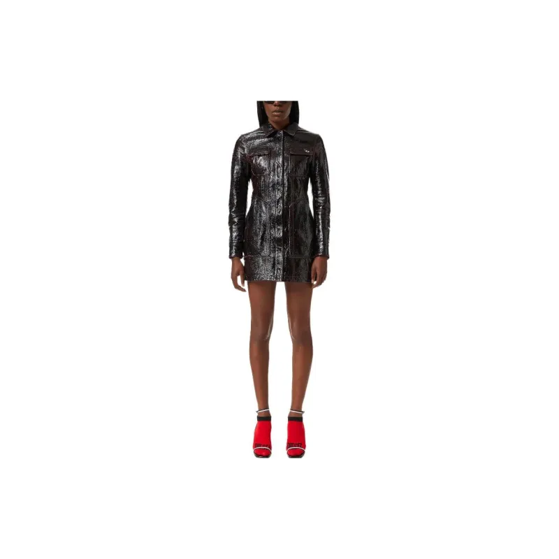 DIESEL Leather Jackets Women's Black-1