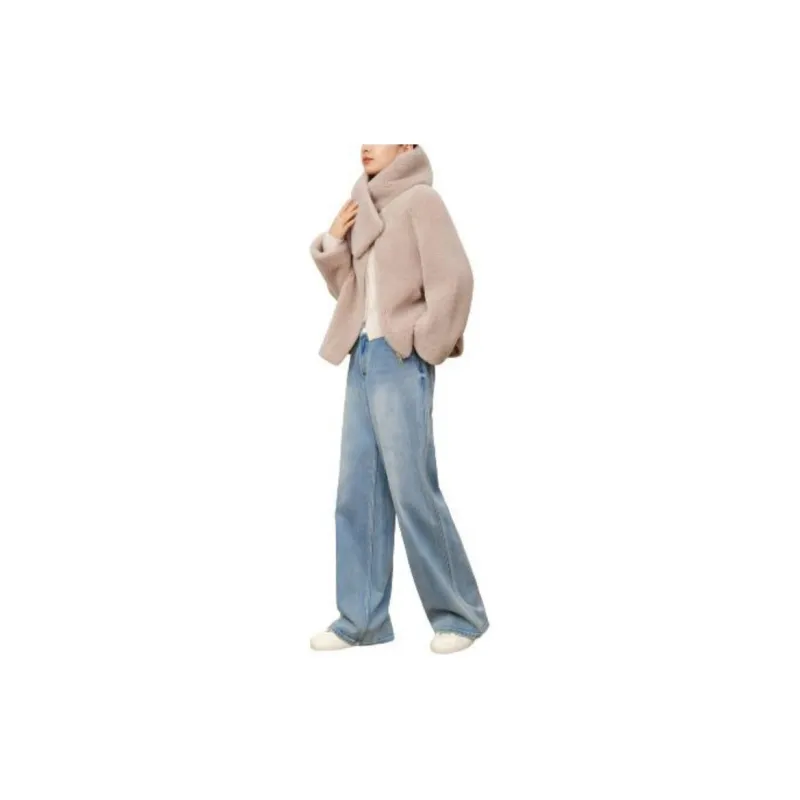 JZ Juzui Velvet feel Coat Women's Beige-3
