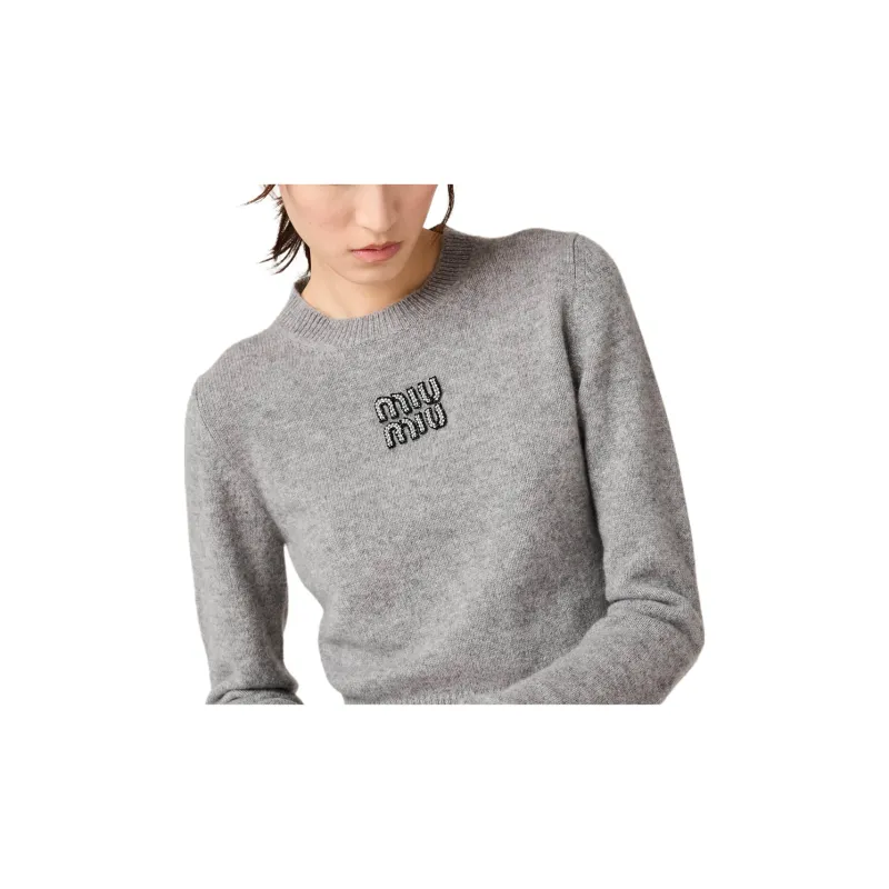 MIU MIU SS24 Cashmere Sweater Women's Gray-3