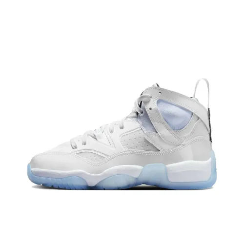 Jordan Jumpman Two Trey Cushioning Anti-Slip And Wear-Resistant High-Top Children's Basketball Shoes White Teenagers