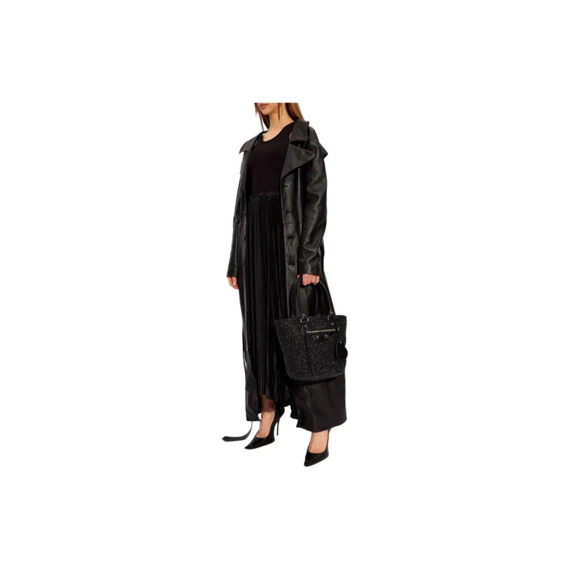 Balenciaga Leather Jacket Regular Fit Women's Black-3