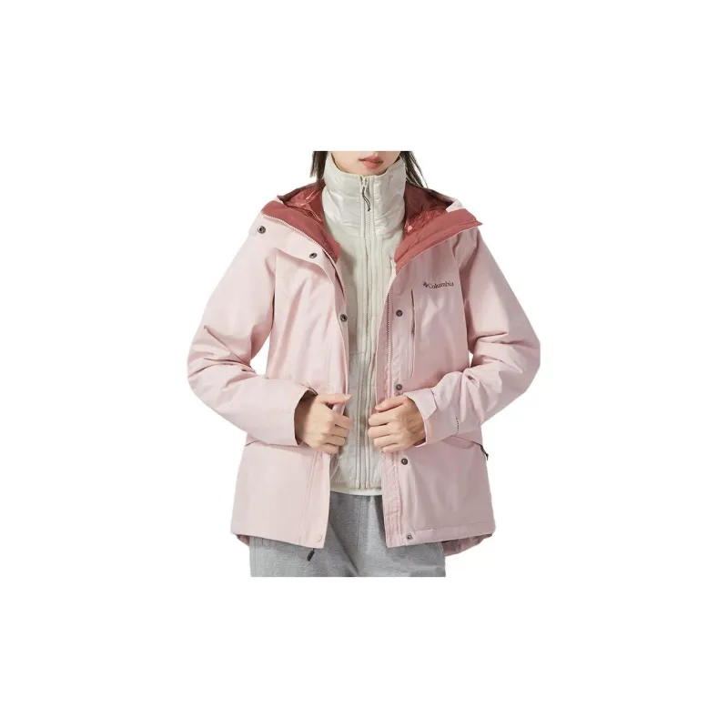 Columbia Outdoor Hiking Waterproof And Windproof Windbreaker Jacket Women's Pink-4