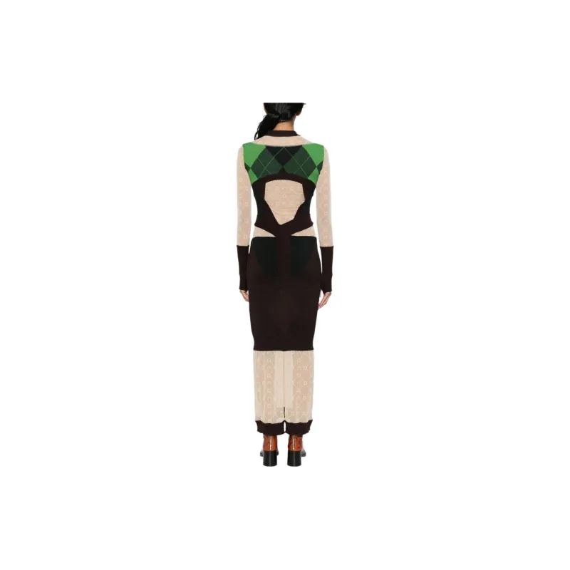 Marine Serre Regenerated Lozenge Knit Fitted Dress-2