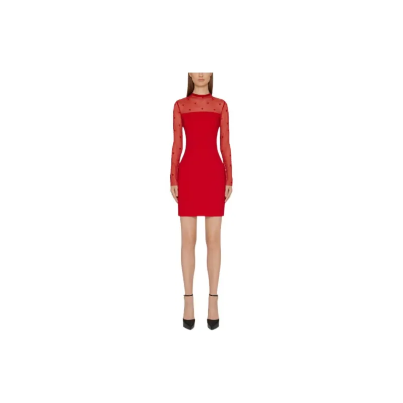Givenchy Mock Neck Midi Tubino Dress 'Vermillion'-1