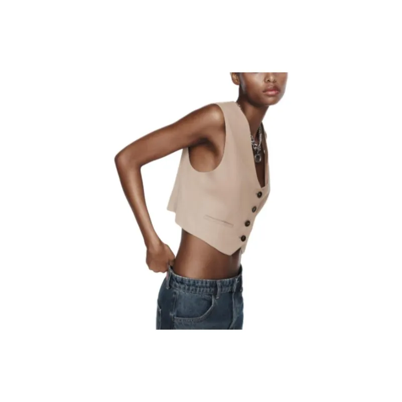 ZARA Tank Tops Women's Tan-2