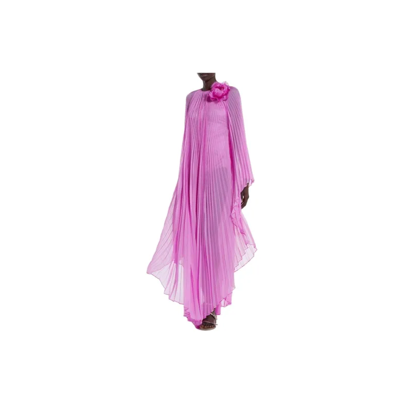 MaxMara Pleated Chiffon Maxi Dress-2