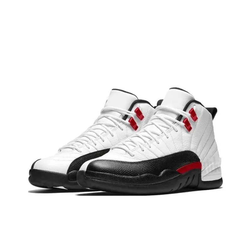Jordan Air Jordan 12 Retro Slip-Resistant Mid-Top Vintage Basketball Shoes Men's White Black-2