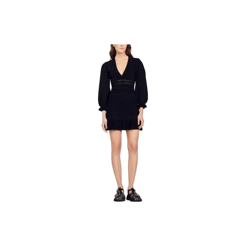 Sandro Long Sleeved Dresses Women's Black-1