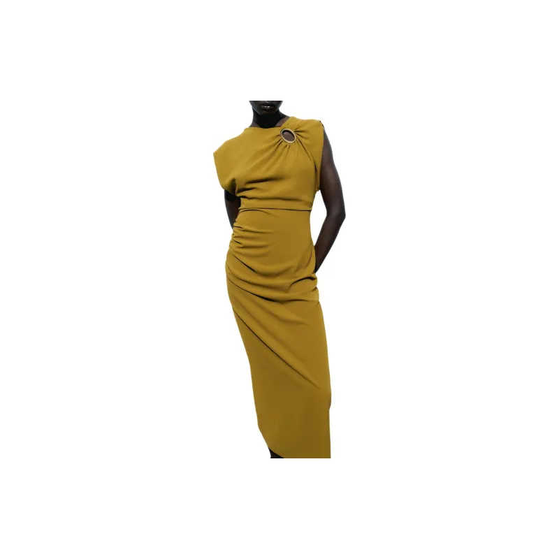 ZARA Sleeveless Dress Women's Olive Green-4