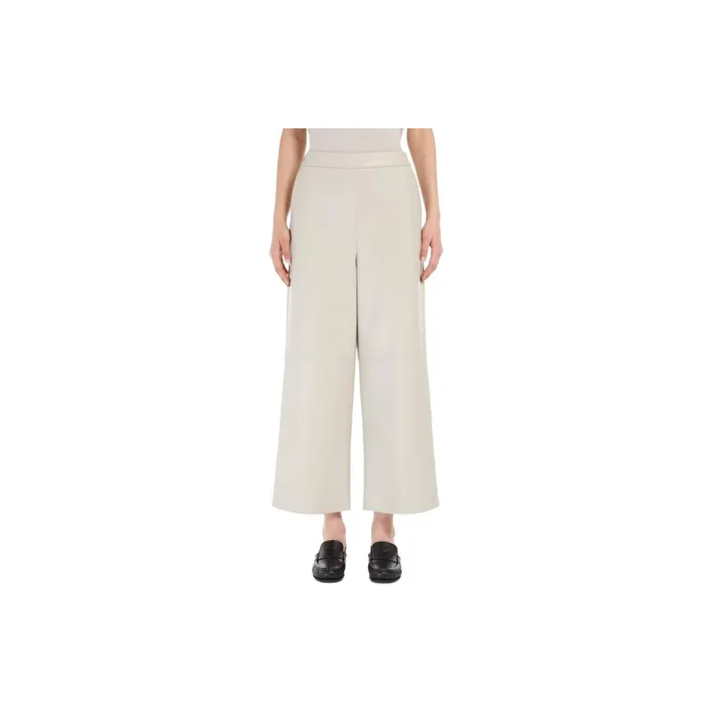 MaxMara Luciana Collection Coated Fabric Trousers Casual Pants Women's White-1