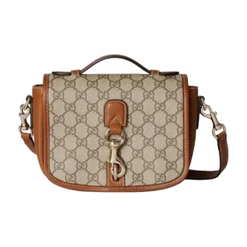 GUCCI Coated Canvas Portable Crossbody Bag, Shoulder Bag Mini Women's Beige & Dark Brown