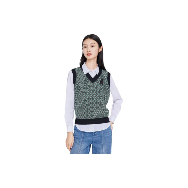 JZ. ANNAKRO Tank Tops Women's Plaid Green-2