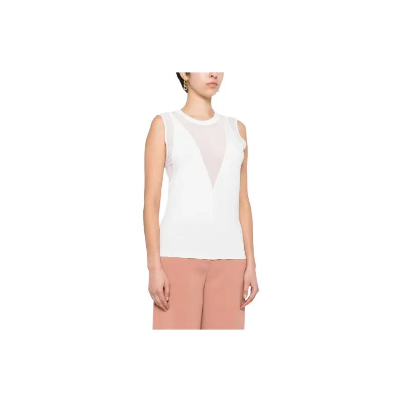PINKO Sleeveless Tulle Detailed Shirt-7