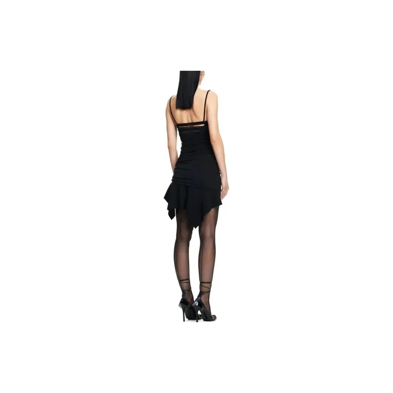 Mugler H&M Gathered Mini Dress With Bra Top Black-2