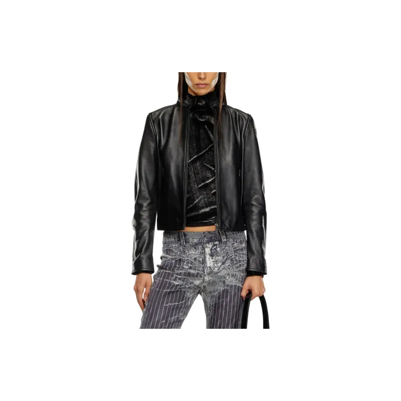 DIESEL L Ayla Zipped Leather Biker Jacket-1