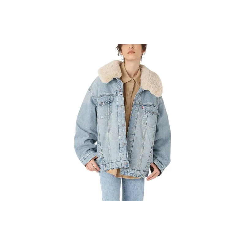 Levis FW22 FW22 Denim Jacket Loose Fit Women's Denim Jacket Blue Women's Blue-5
