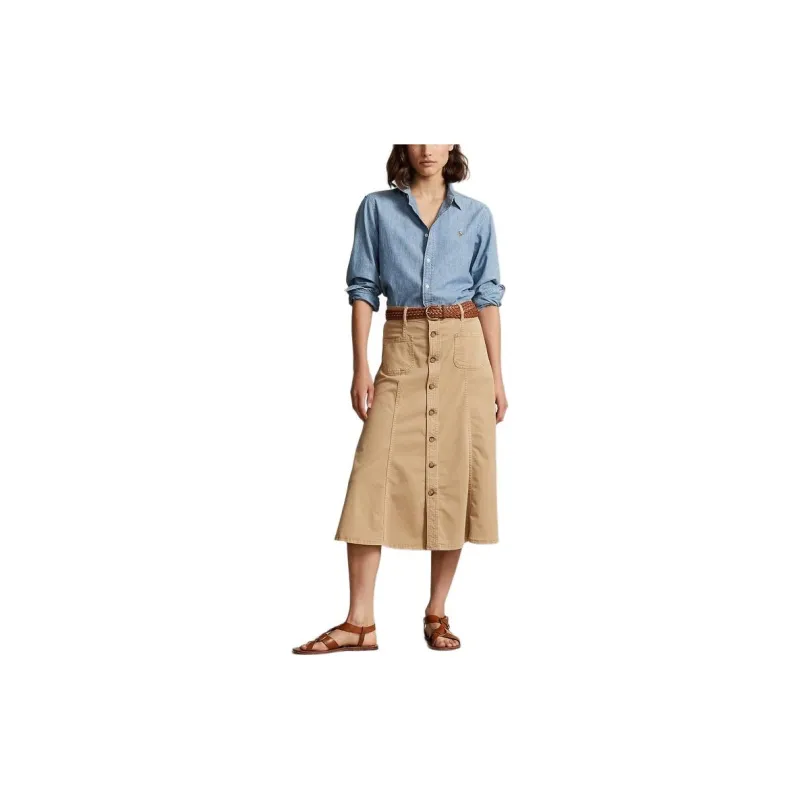 Polo Ralph Lauren SS24 Casual Long Skirt Women's Khaki-1