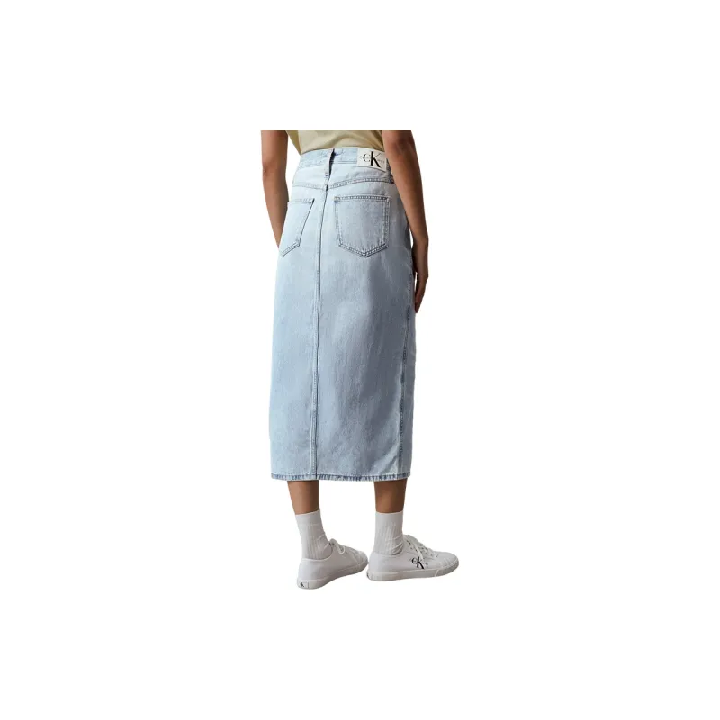 CALVIN KLEIN SS24 Series Denim Long Skirt Women's Denim Light Blue-3