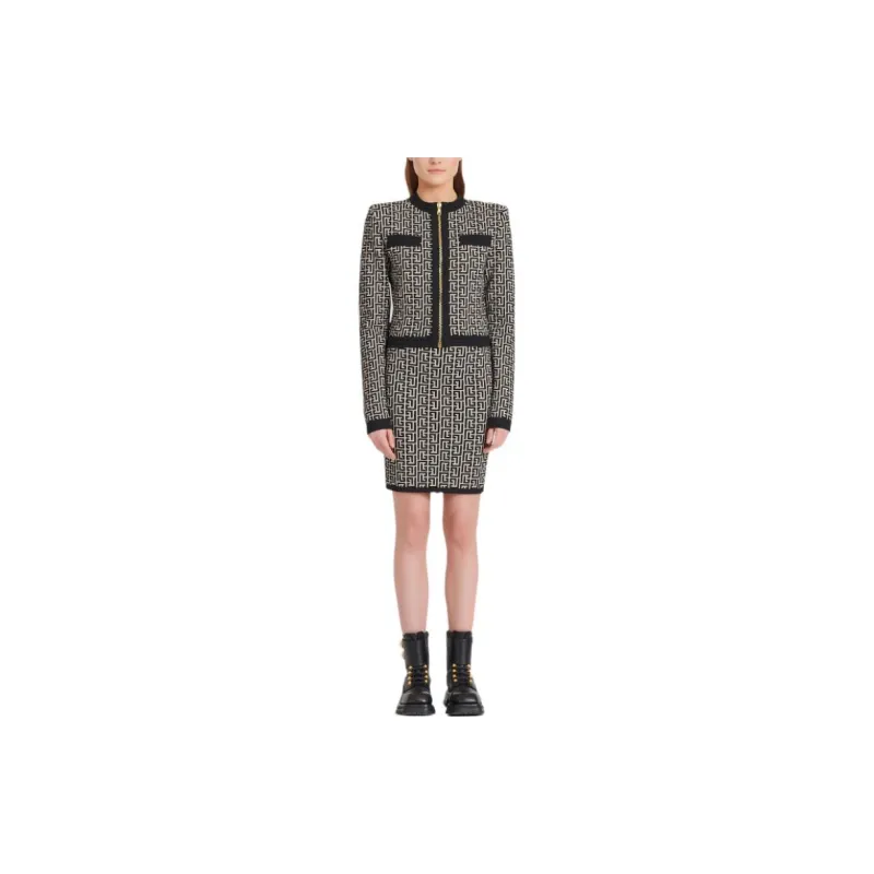 BALMAIN Monogram-pattern Cropped Jacket-2