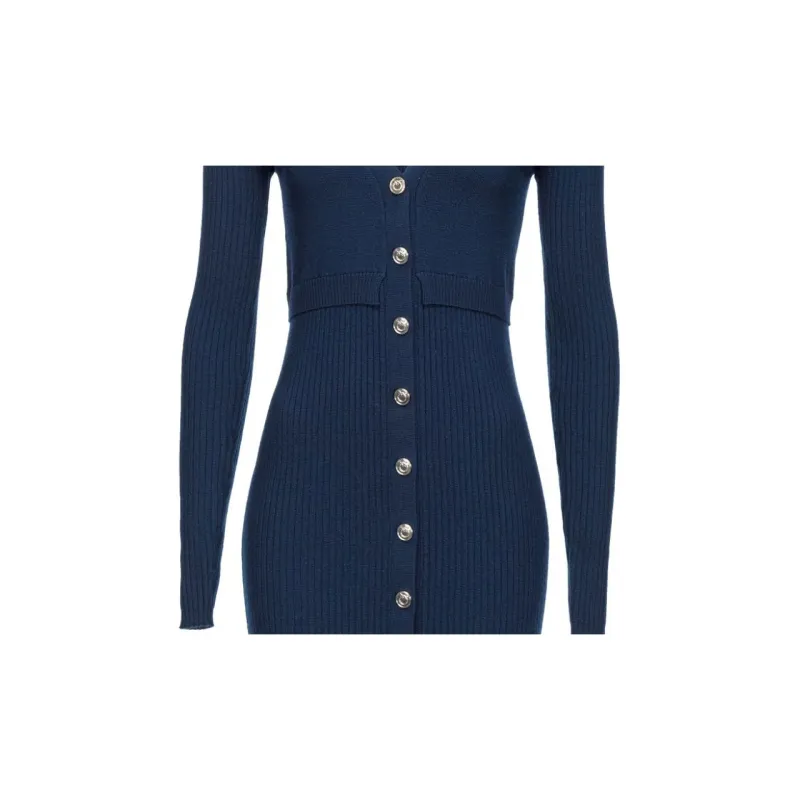 PINKO Long Sleeved V Neck Knitted Dress-3