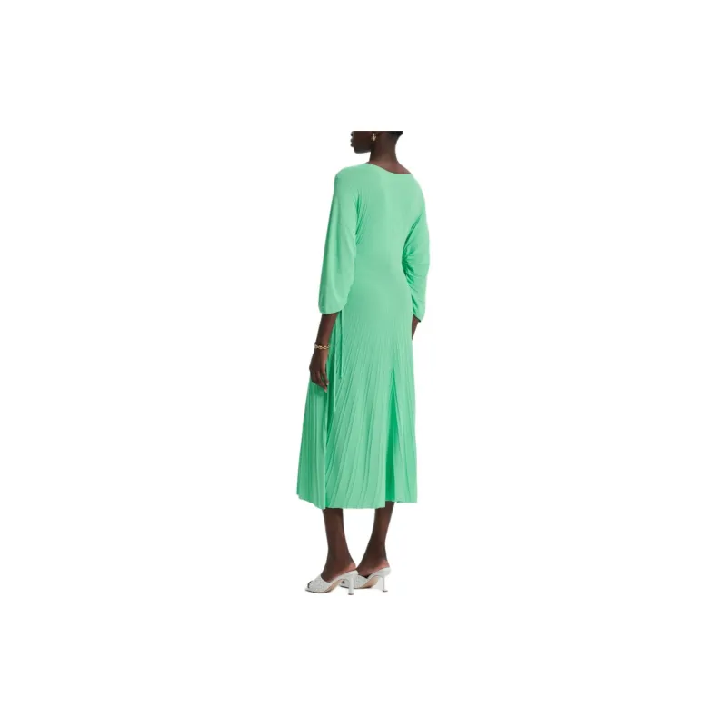 SCANLAN THEODORE Pleated Rib Sunray Dress Long-Sleeved Dresses Women's Pale Emerald Green-3
