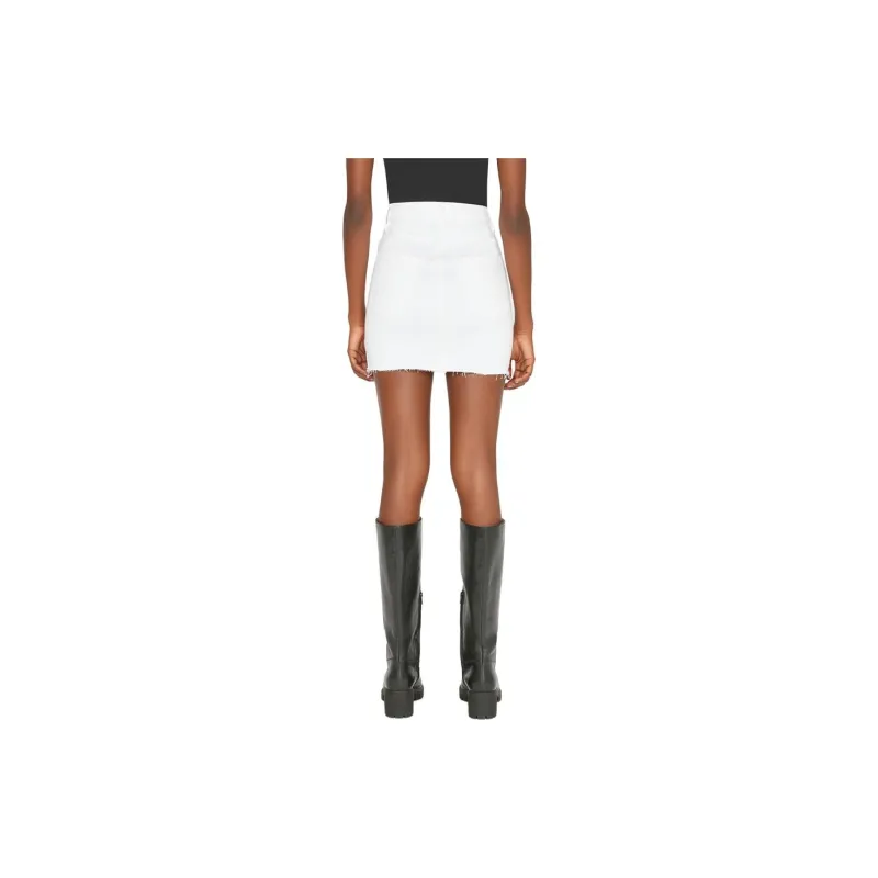 FRAME High Waisted Raw Hem Mini Skirt-2