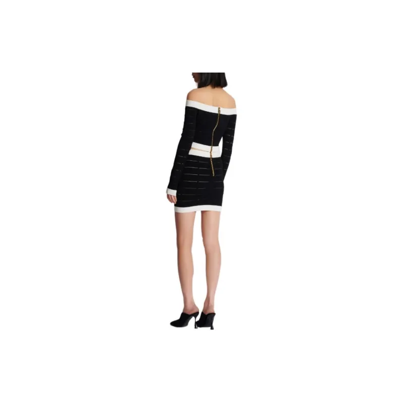BALMAIN Off Shoulder Knit Top-3