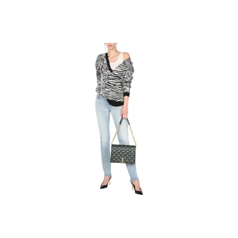SAINT LAURENT Zebra Patterned V Neck Sweater-4