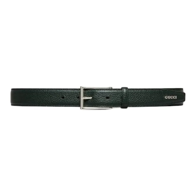 GUCCI Leather Hardware Accessories Leather Belts Men's Dark Green Width: 3CM-0