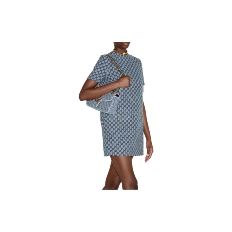 GUCCI Embroidered Tweed Zip Up Dress-3