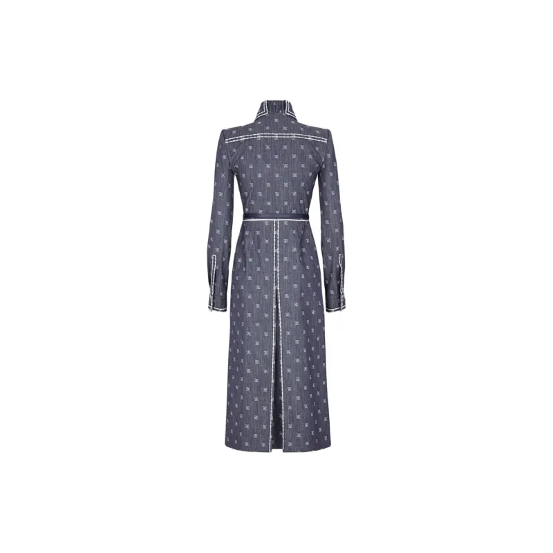 FENDI Long Sleeved Dresses Women's Dark Blue-1
