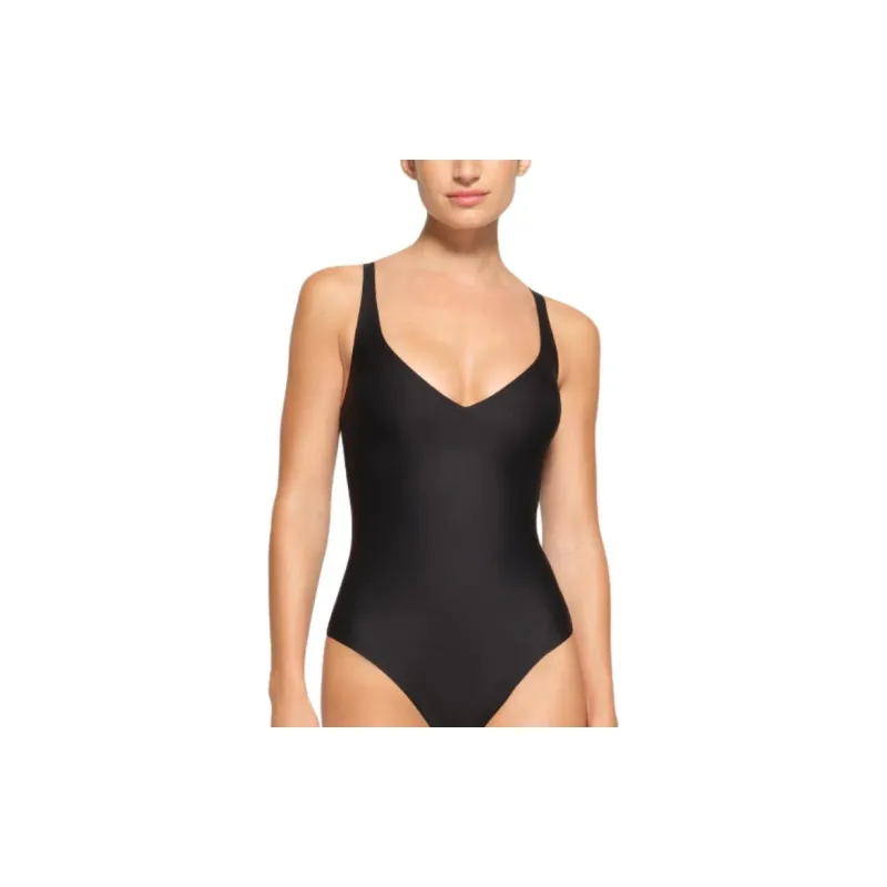 SKIMS BODY UNLINED PLUNGE THONG BODYSUIT Jumpsuit Women's ONYX/Onyx-1