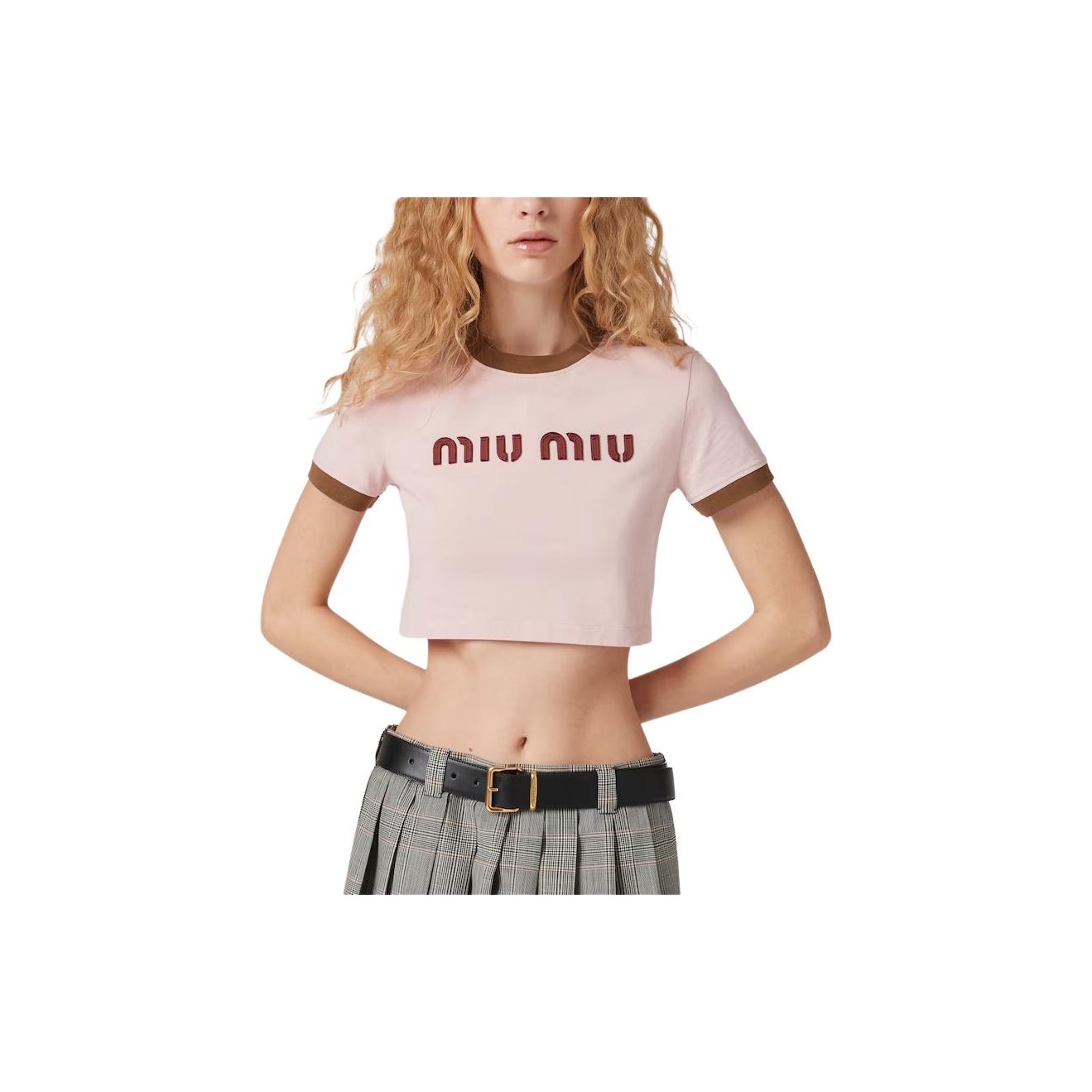 MIU MIU SS24 Regular T-Shirt Women's Pink - POIZON