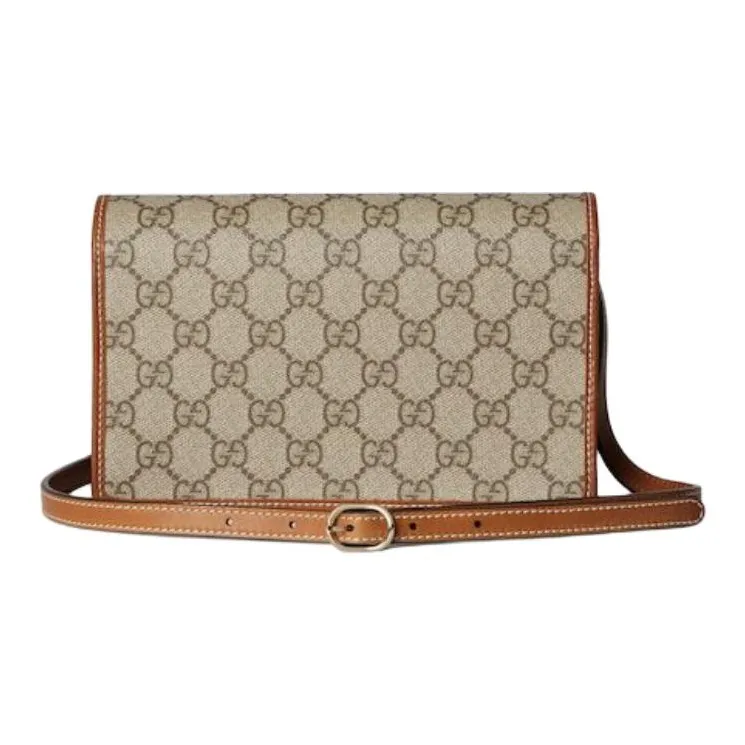 GUCCI Coated Canvas Shoulder Bag Extra Mini Unisex Beige & Dark Brown-3